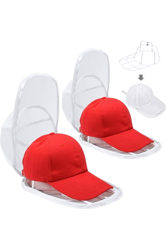 Hat Cleaner for baseball caps, hat washer cage for Washing Machine, Foldable Hat Cage Protector Holder, Hat Rack/Organizer for Dishwasher, 2 Pack White