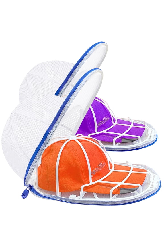 Hat Cleaning Kit with Washer Cage 2-Pack - Baseball Cap Protector for Washing Machine, Includes Hat Shaper & Mesh Bags