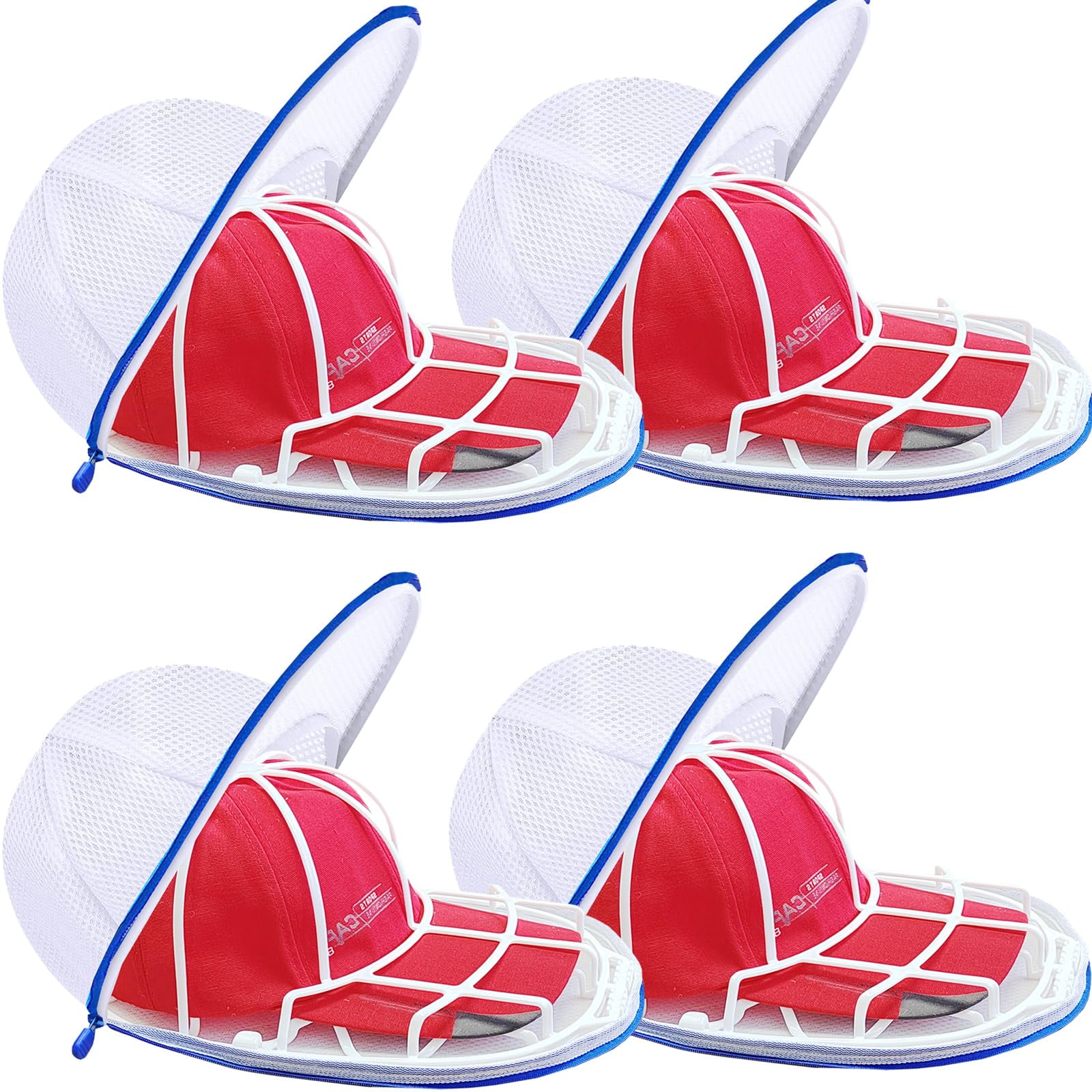 Hat Cleaning Kit with Washer Cage 2-Pack - Baseball Cap Protector for Washing Machine, Includes Hat Shaper & Mesh Bags