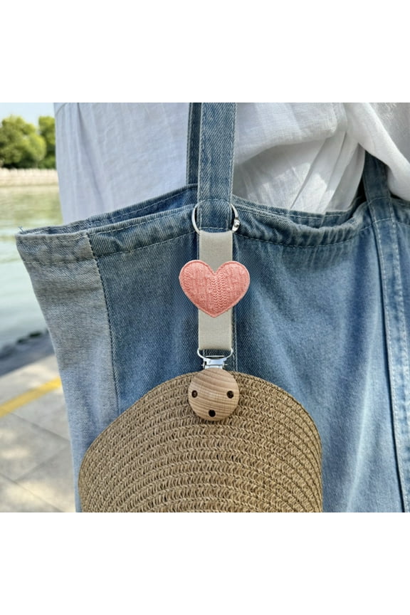 Hat Clip Holder for Travel | Love Heart, Crown, Pentagram, Flower Shapes | Universal Sun Hat Loss Prevention | Iron Wood Fabric | Kids & Adults | 12.5x4x2cm | 1 Pack | Bag Hanging Accessory