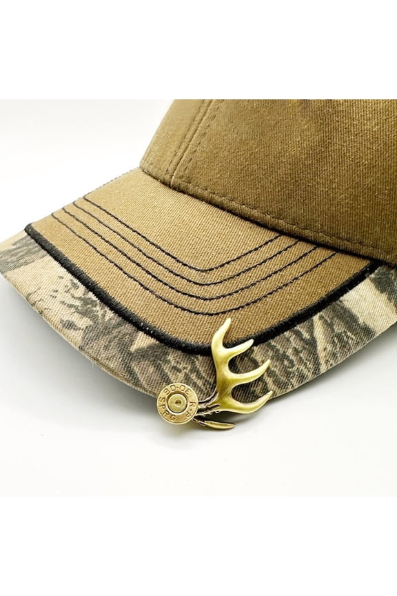 Hat Clip for Hunting Non Slip, QQZ Durable Brass Antler Hat Clip for Outdoorsman, Handcrafted Solid Metal Hat Accessory for Hiking Fishing Walking