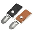 thumbnail image 1 of Hat Clips for Travel, 2 Pack PU Leather Hat Clips for Bag(Brown, Black), 1 of 6