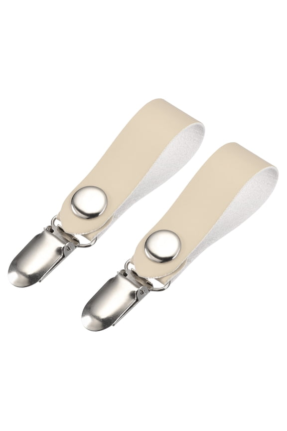 Hat Clips for Travel, 2 Pack PU Leather Hat Clips for Women Hat Companion, Beige