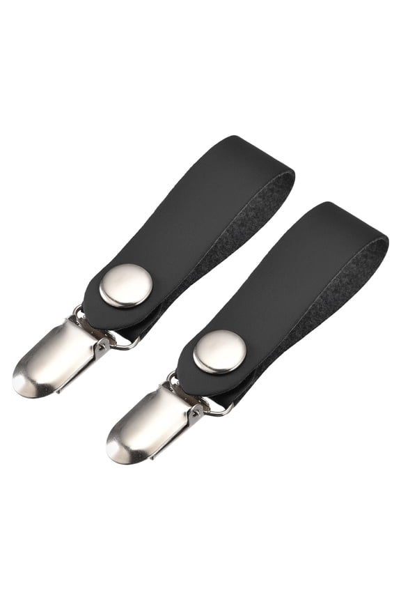 Hat Clips for Travel, 2 Pack PU Leather Hat Clips for Women Hat Companion, Black