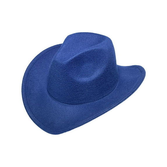 Hat Cowboy Classic Woolen Adjustable Rope Fabric Breathable Soft Comfortable Shade Metal Ferora Color Dress Cap Winter Navy Blue