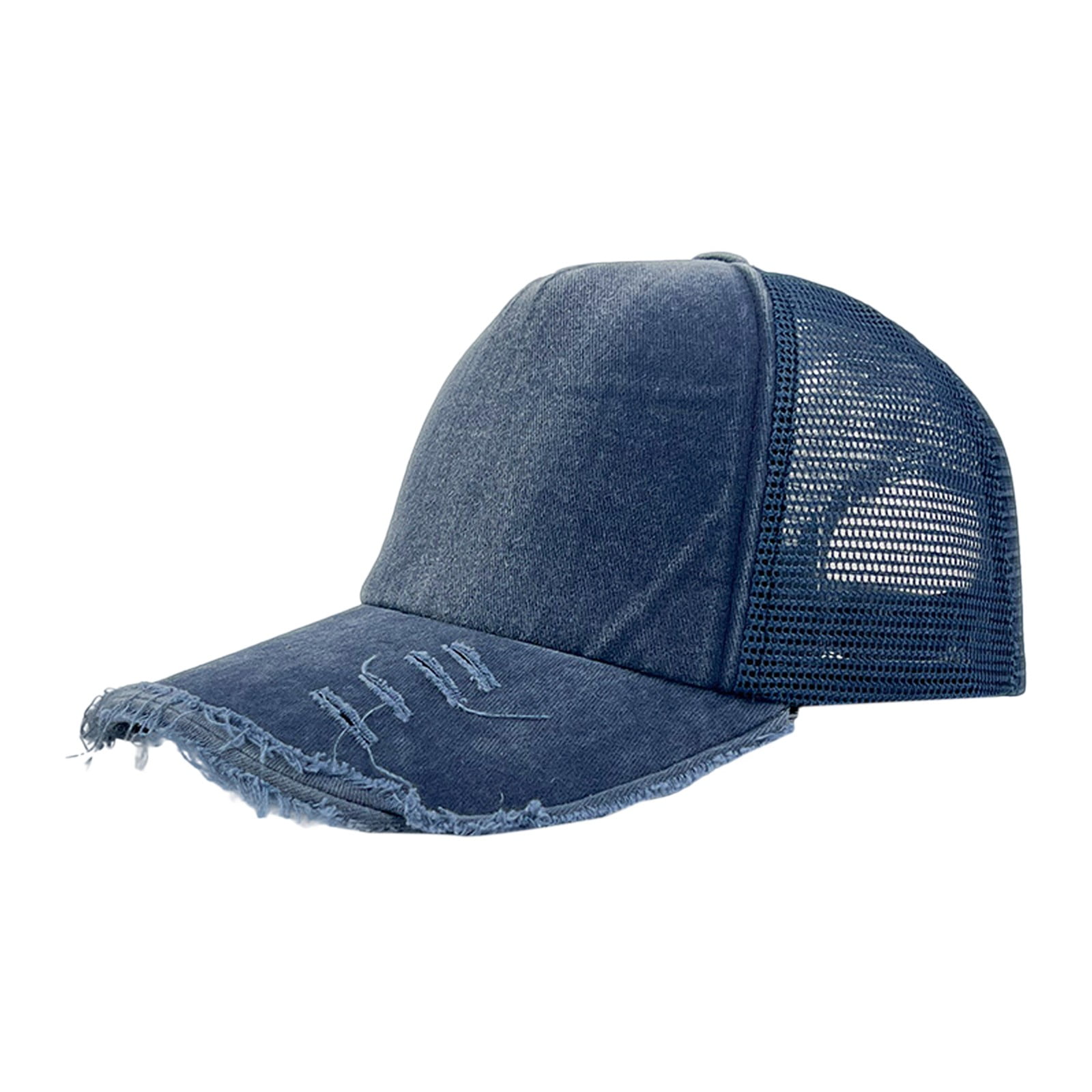 Hat Curving Band Perforated Hem Denim Shading Female Fashion Versatile