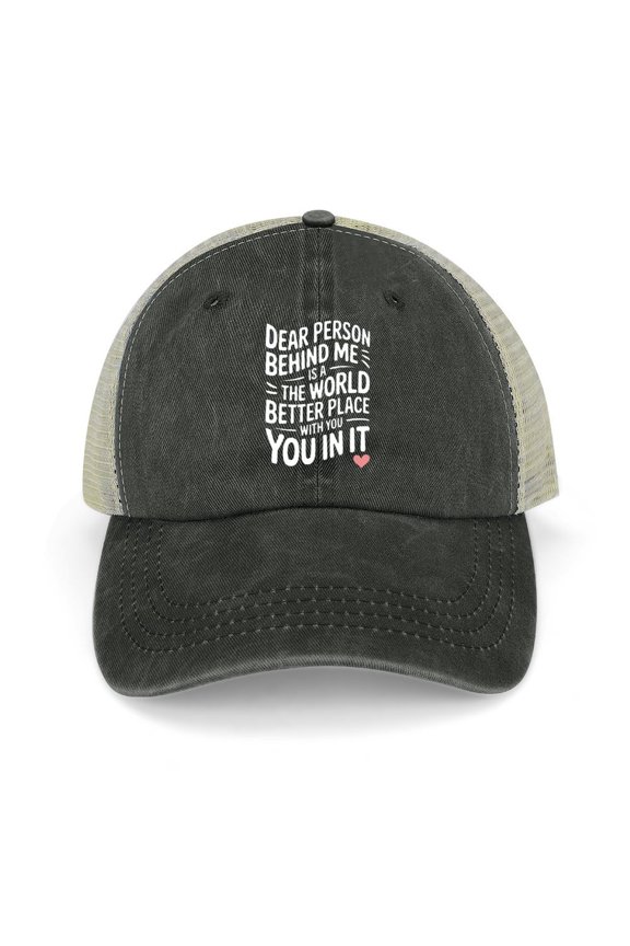 Hat Dear Person Behind Me Black Hat Adjustable Funny Fashion Unisex Baseball Cap for Men Women