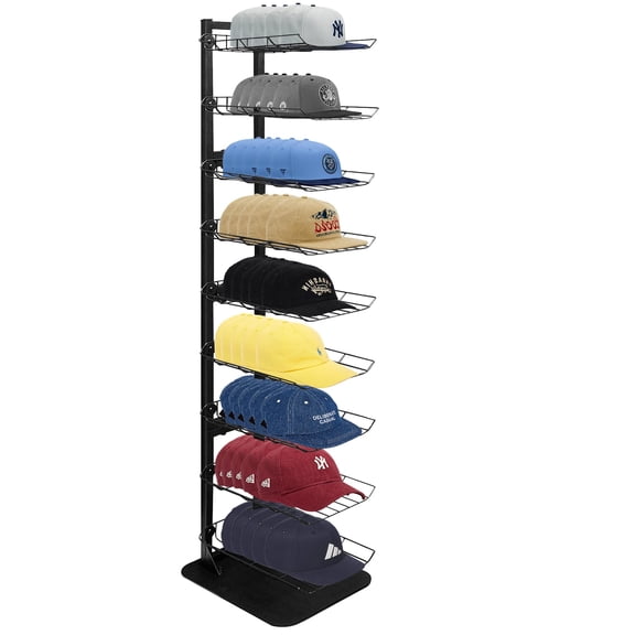 Hat Display 9 Tier, Hat Rack Stand Up to 70 Caps, Metal Hat Stands for Multiple Hats, Commercial Retail Hats Display, Black