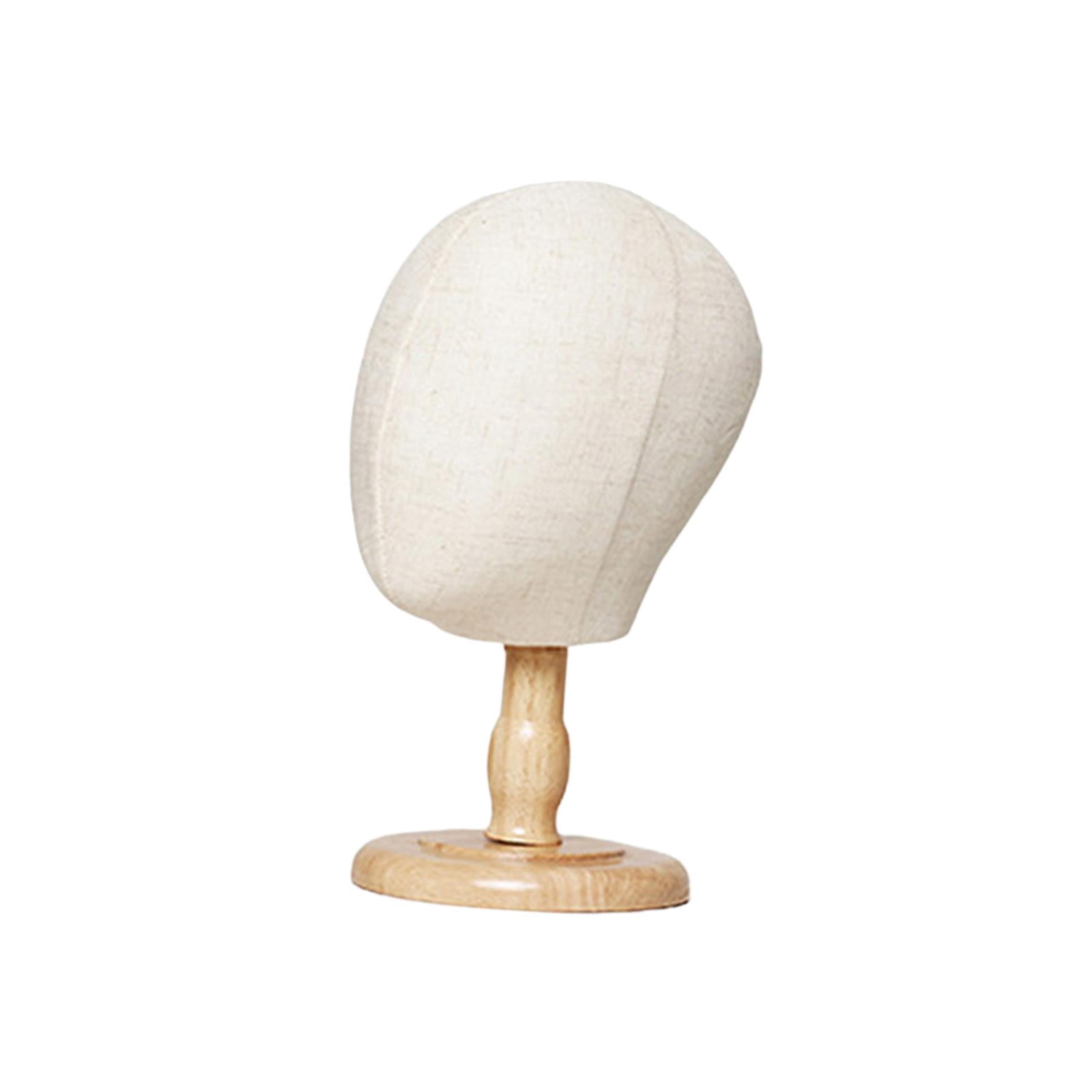 Hat Display Holder Kid Manikin Head Model Portable Cap Organizer Hat Bracket with Wood Base for Hairdresser Training Decoration Home Salon Total Height 31cm