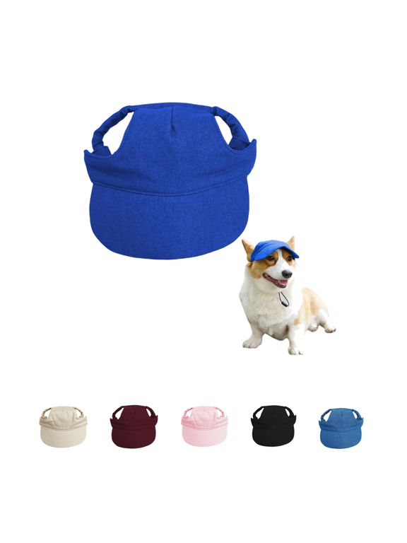 Hat For Dogs, Adjustable Dog Sun Hat With Ear Holes, Canvas Pet Baseball Cap For Summer Outdoor Activities, Breathable Puppy Visor For Beach Trips Backyard Play Daily Walks Photoshoots (Royal Blue)