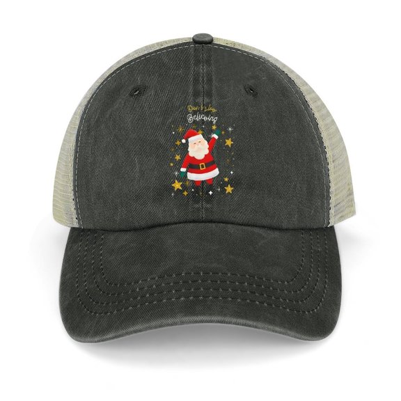 Hat Don’t Stop Believin’ Santa Black Hat Adjustable Funny Fashion Unisex Baseball Cap for Men Women