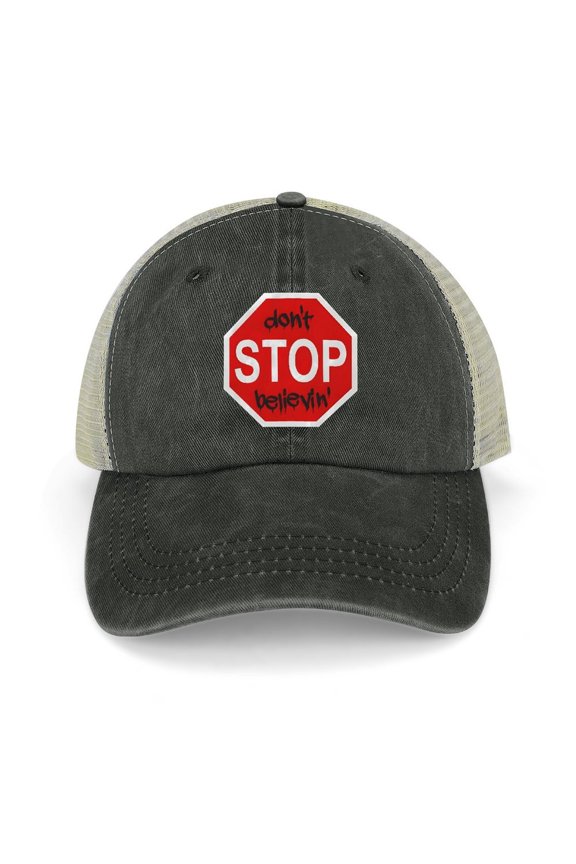 Hat Don’t Stop Believin’ Santa Black Hat Adjustable Funny Fashion Unisex Baseball Cap for Men Women