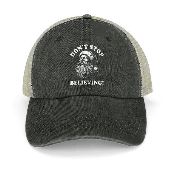 Hat Don’t Stop Believin’ Santa Black Hat Adjustable Funny Fashion Unisex Baseball Cap for Men Women
