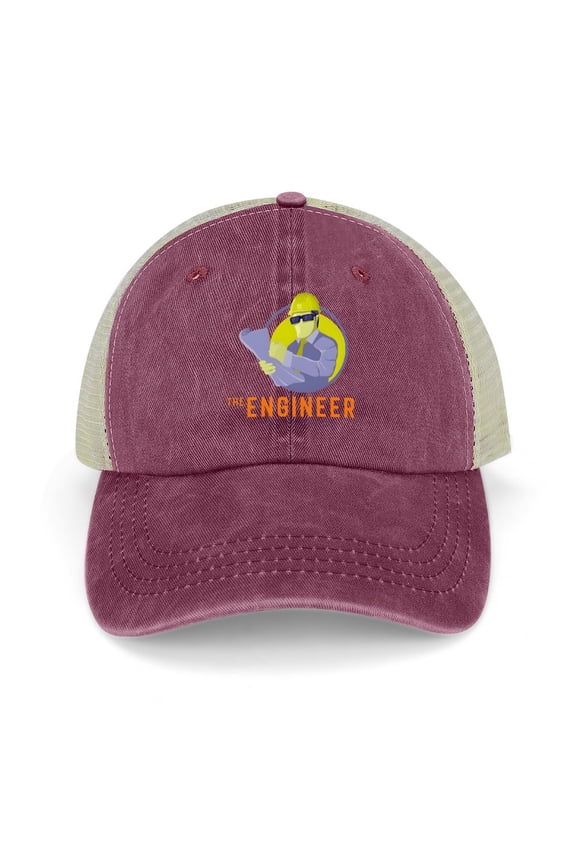 Hat Engineer Wine Red Hat Adjustable Funny Fashion Unisex Baseball Cap for Men Women