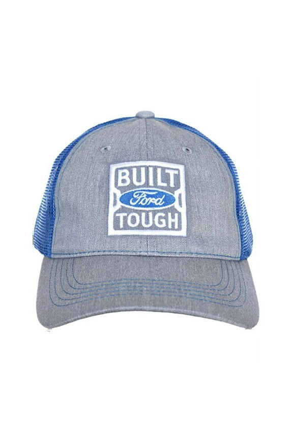 Built Tough Grey/Blue Mesh Back Auto Hat Cap
