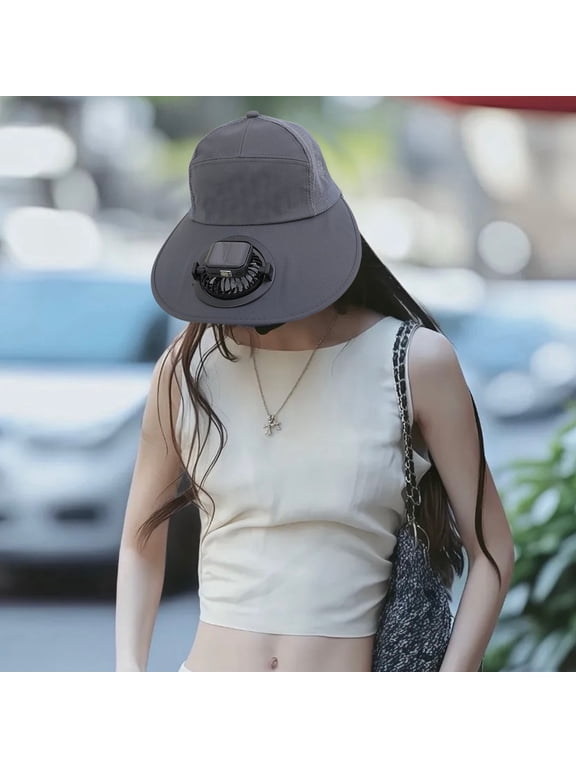 Hat Fans That Blow Cold Air,Visor With Fan,Solar Powered Fan Hat,Solar Fan Hat Outdoor Fast-drying Lightweight Rechargeable Strong Wind Cool Sun Hat(Dark Gray Head Size:23-21in)from ANMUYUM