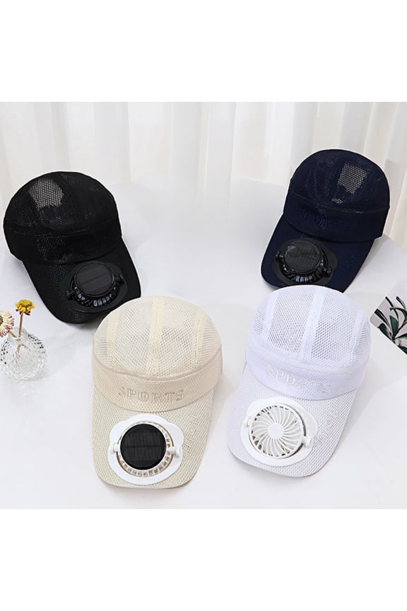 Hat with Fans Solar Power,Mens Baseball Cap with Solar Fan,Solar Powered+USB Charging Fan Hat,UV Protection Wide Brim Mesh Cap, Solar & USB Powered(Beige Head Size:23-21in)from ANMUYUM