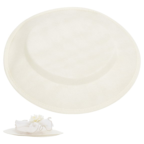 Hat Fascinator Base 11.8x10.9x0.8inch Imitation Linen Cloth Round Sinamay Base Church Wedding Fascinators Pillbox Hat for DIY Crafts