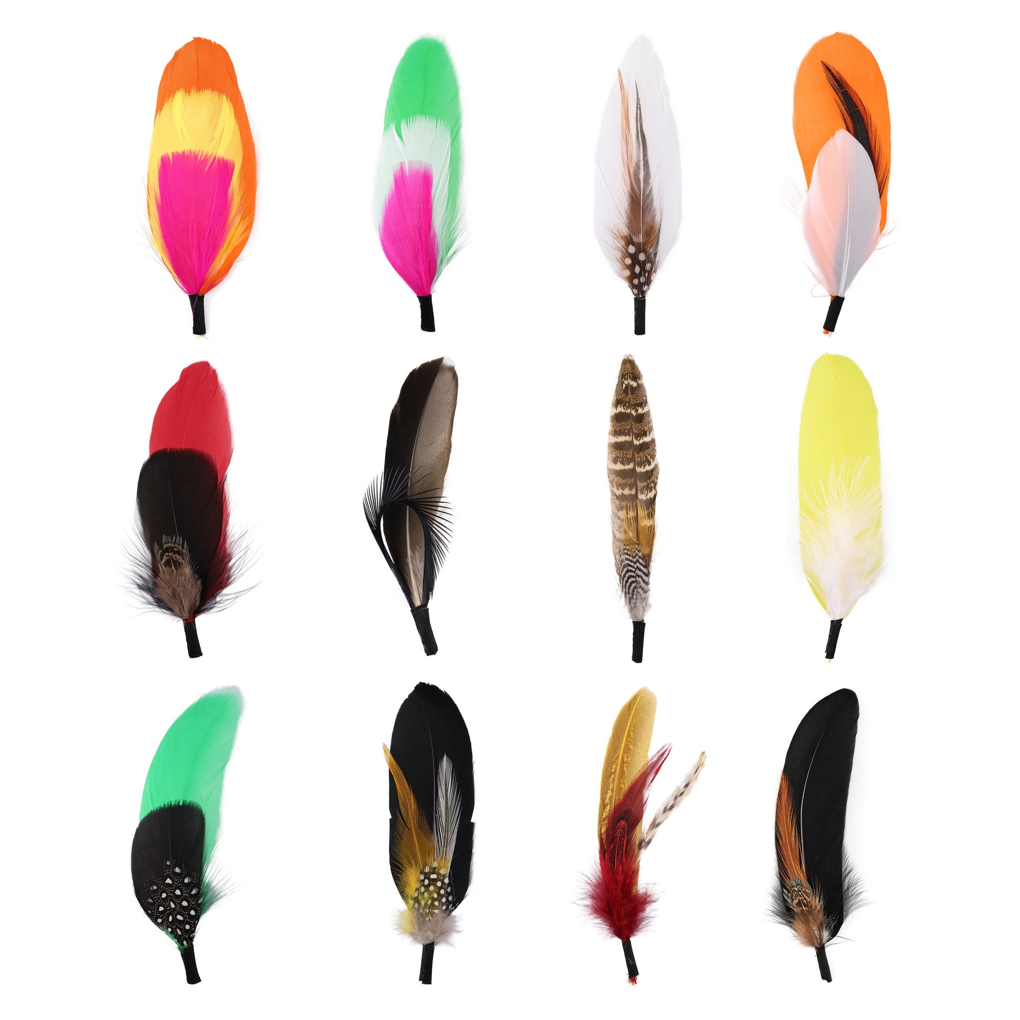  HOXEEJEE Hat Feathers 12 Packs - Natural Assorted
