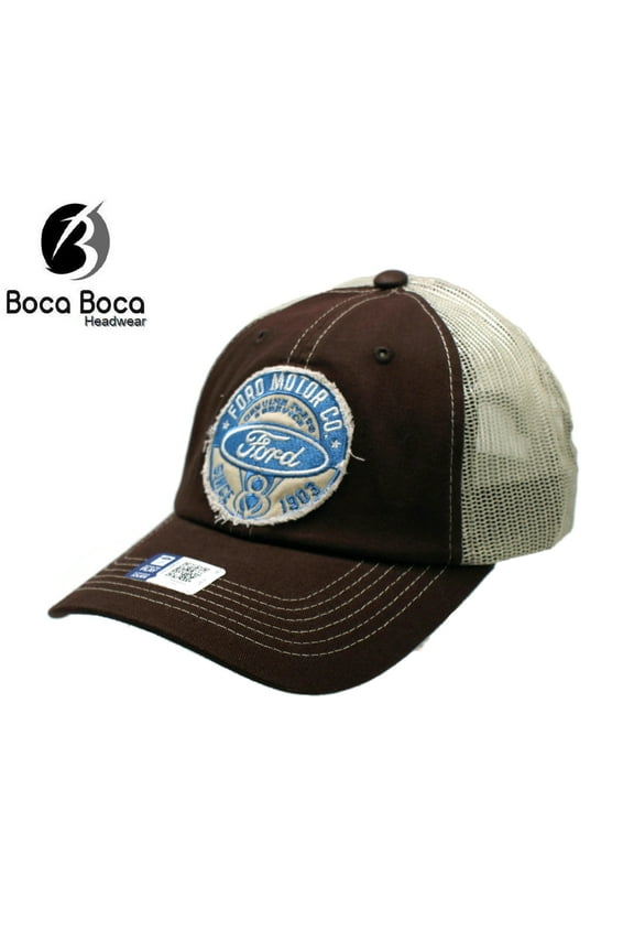 Hat - Ford Motor Company Distressed Patch Trucker Cap