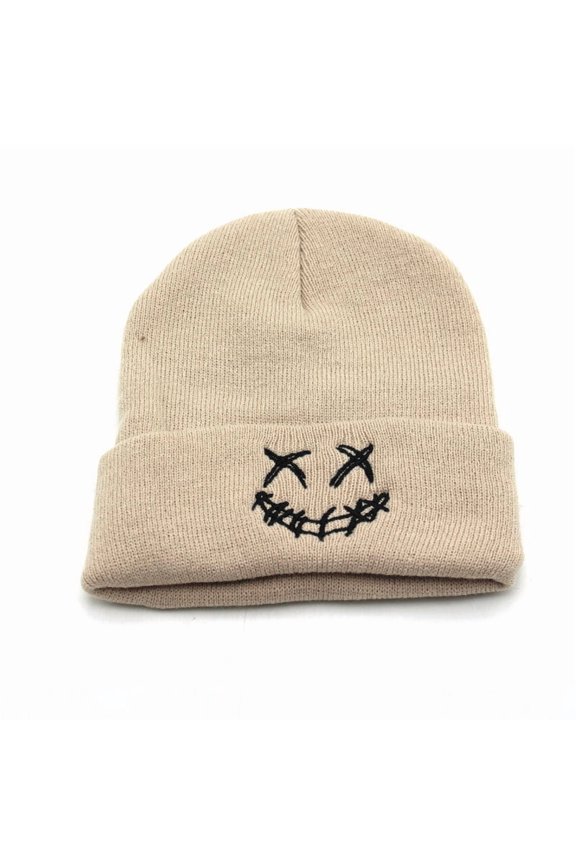 Hat Funny Smiley Face Knitted Hat Autumn Winter Outdoor Warm Pullover Wool Hat Beanie Hat Trendy