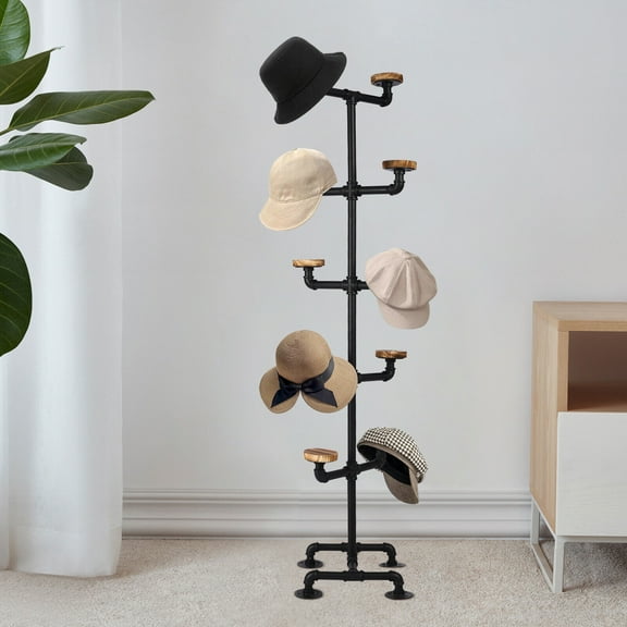 Hat Hangers Decorative Pipework Stand with Hooks for Hanging Hats or Wigs