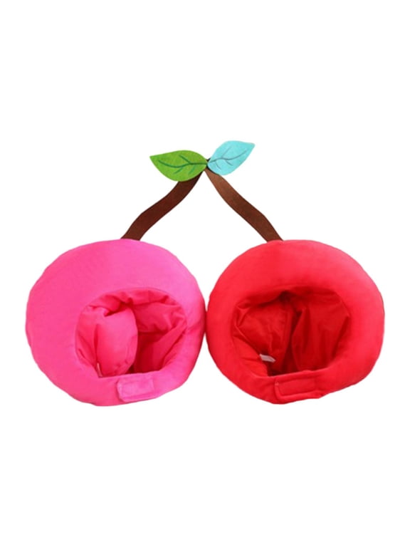 Hat Head Cover Funny Cherry Novelty Plush Soft Material for Masquerade Ball Couple Dress Up Events