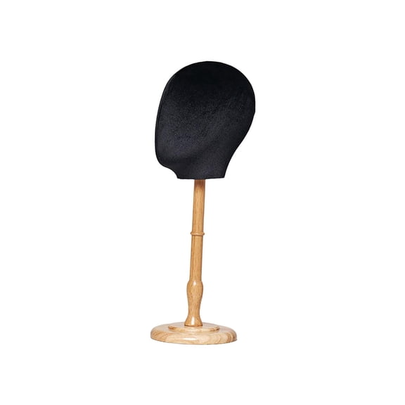 Hat Head Display Mannequin Head Model ,Fashion, Multipurpose, Caps Storage Rack with Wood Base for Beginner, Stylist ,Styling Drying Home Salon Black Tall Base