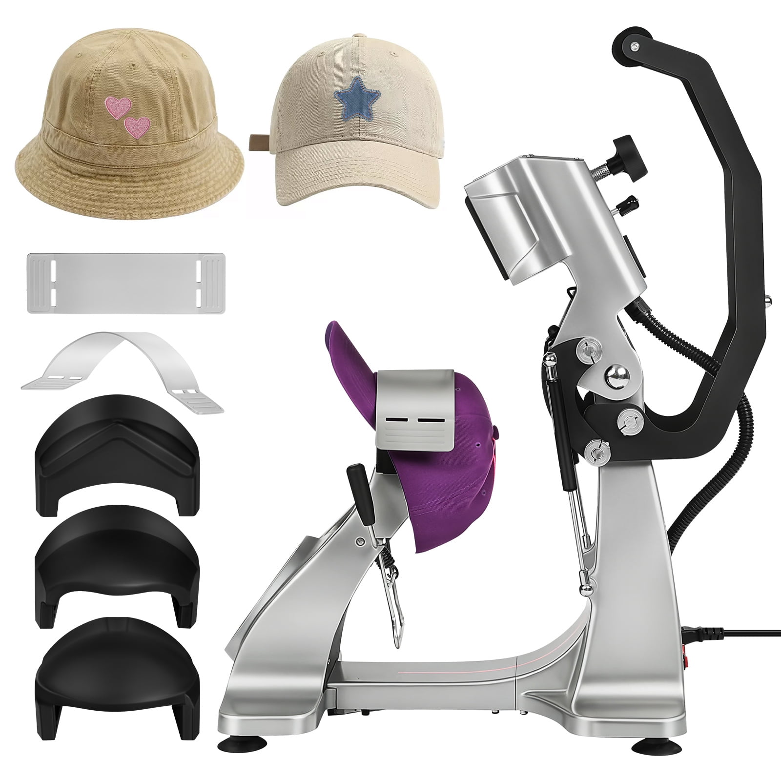 Hemoton Versatile Grey Cap Heat Press Machine, Dual Heaters, Magnetic Semi-Auto Design, Ideal for Crafts