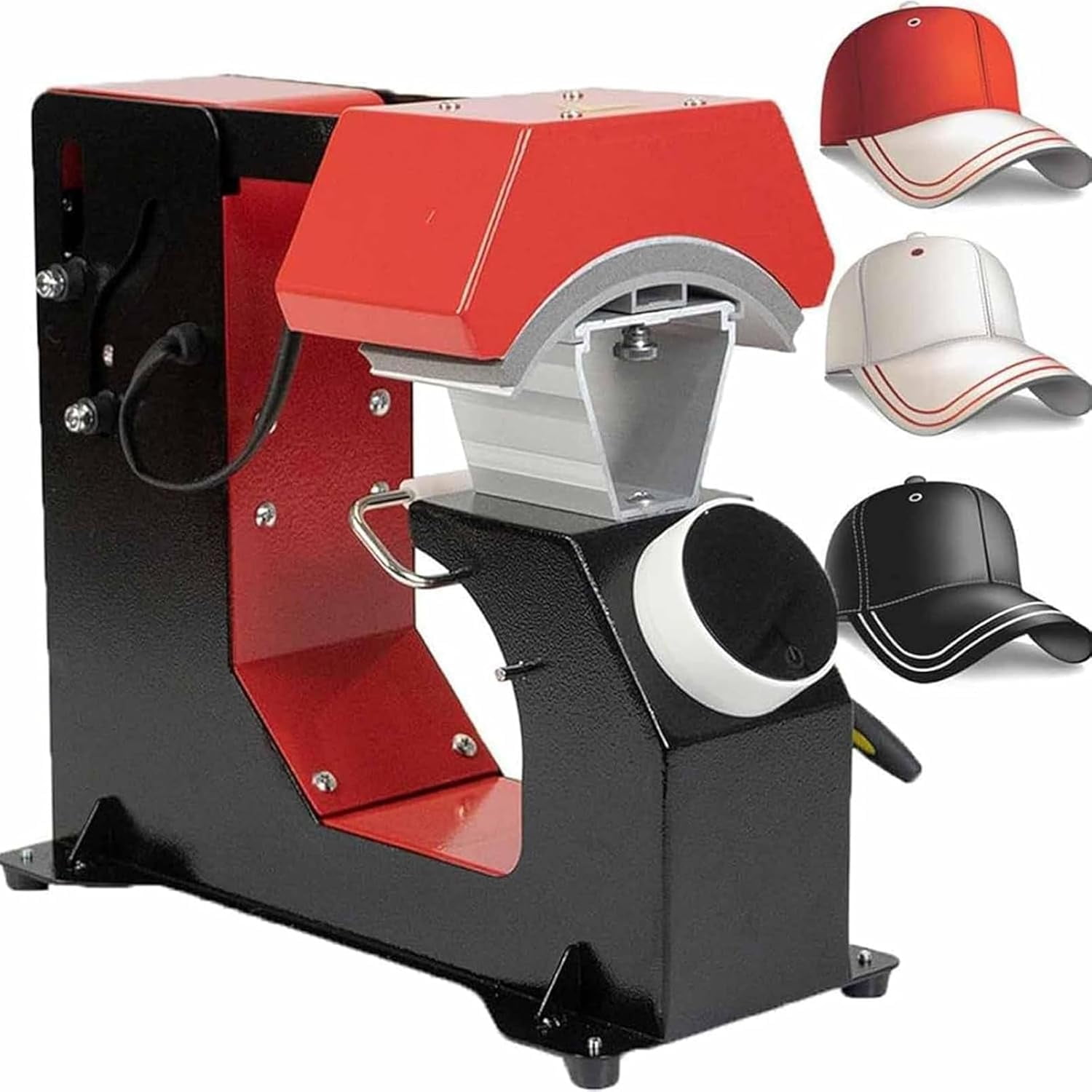 Hat Heat Press, Automatic Hat Heat Press Machine, Hat Sublimation Printing Machine with 3pcs Interchangeable Platens and Digital LCD Timer, Temperature Control, for Peaked Caps