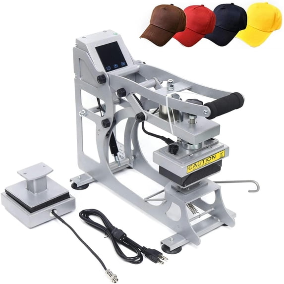 Hat Heat Press Machine 550W 4.72x4.72" Power Press Industrial Digital Sublimation Heat Press Machine Multifunctional Professional Semi-Automatic Heat Press Transfer Machine for Cap T-Shirt Pillowcase
