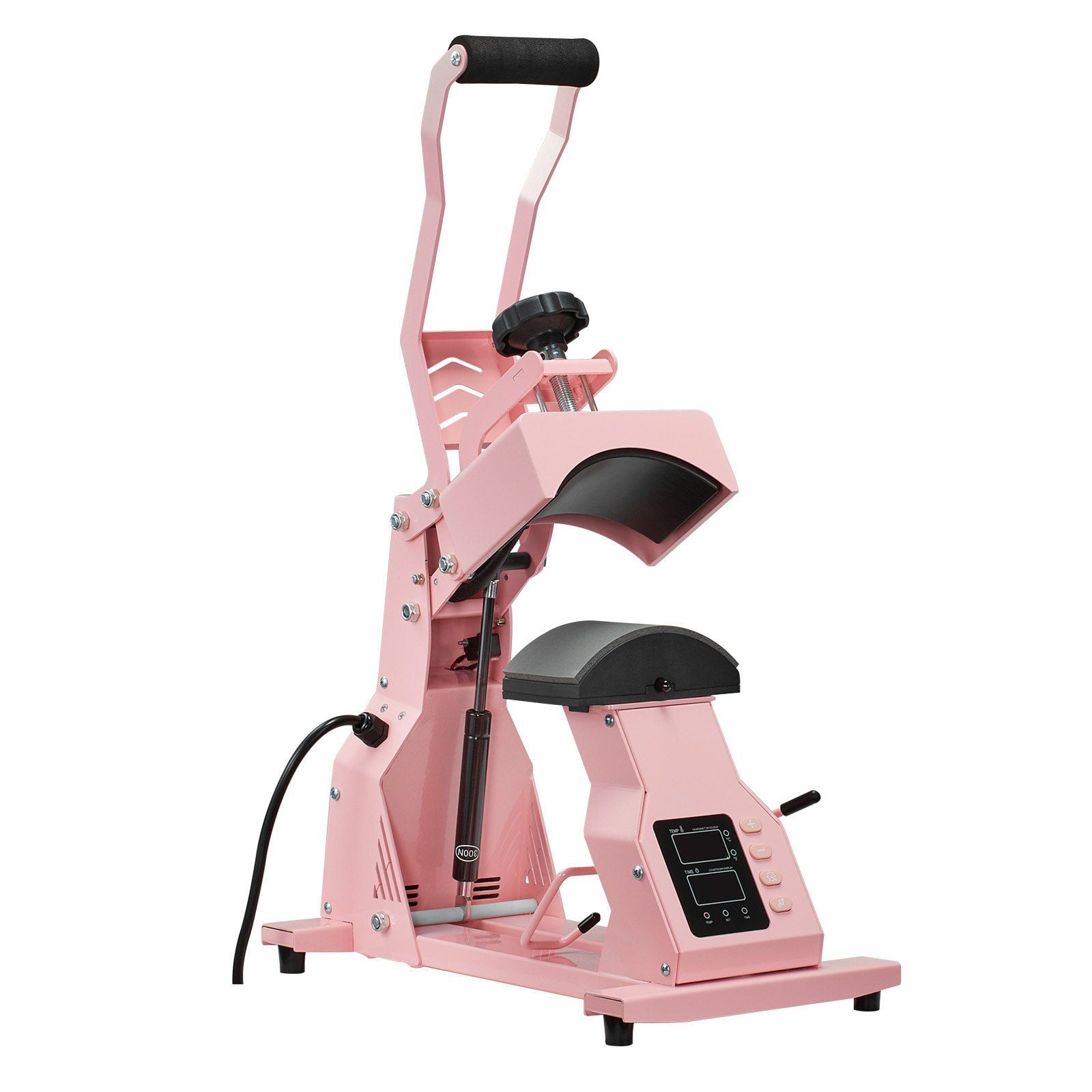 Hat Heat Press Machine for Caps, 2-in-1 Pink Heat Transfer Press with Dual Heating Platens, Digital LCD Time & Temperature Control, Adjustable Pressure, Fits Baseball Caps, Berets & Peaked Hats