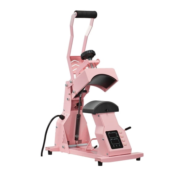 Hat Heat Press Machine for Caps, 2 Platens HTV Press, Pink Cap Press for Baseball Hats, Adjustable Temp & Time