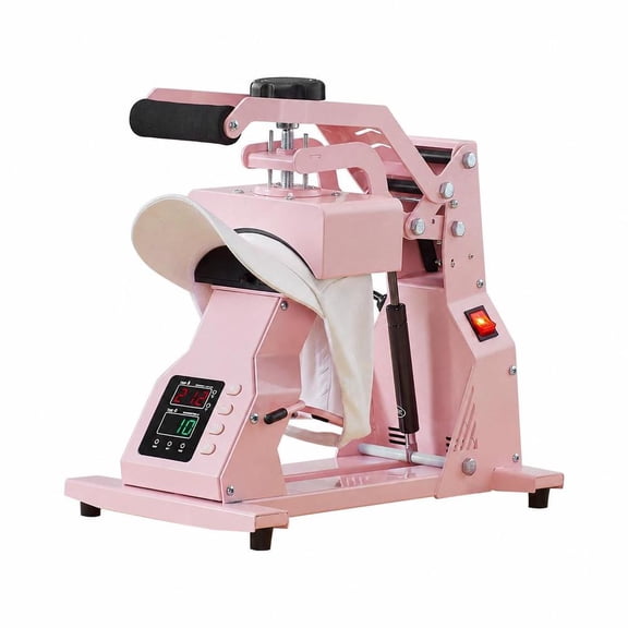 Hat Heat Press Machine, with 2 Interchangeable Platens, Digital Cap Heat Press for HTV Sublimation on Caps, Headbands and Masks, Pink