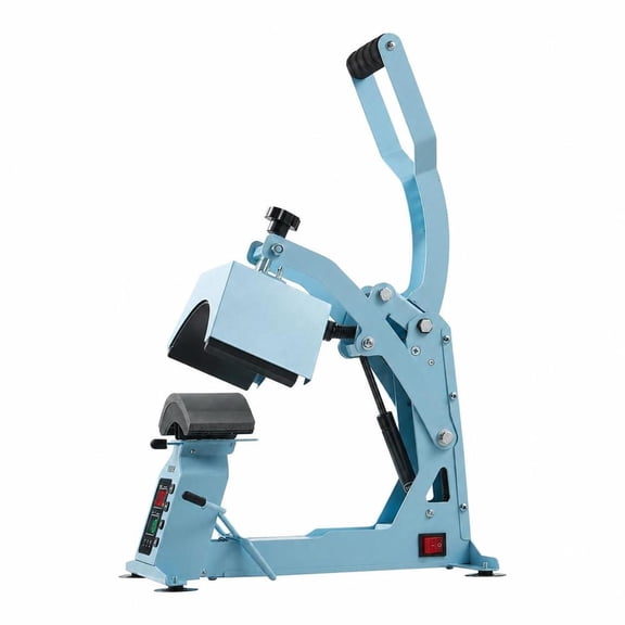 Hat Heat Press Machine, with 4 interchangeable platens, cap stretcher, 580W, light blue, for HTV sublimation on caps