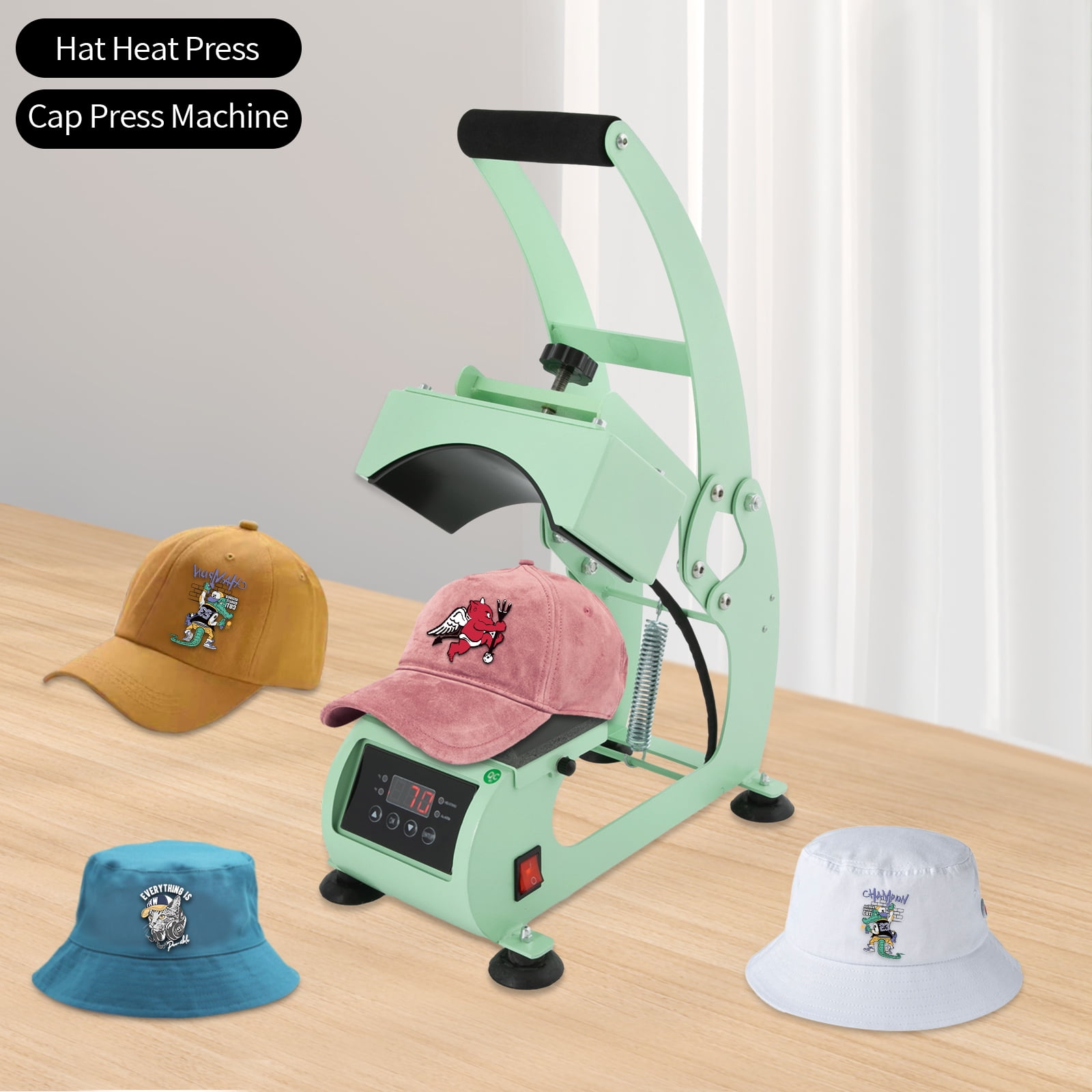 Hat Heat Press Machine with Digital LCD Timer & Temperature Control for Caps