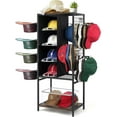 thumbnail image 1 of Hat Holder Stand, 5 Tier Big Capacity Hat Organzier Display Rack with Deep Pockets Remove Hooks for Storage Baseball, Cowboy, Caps Boxes, Western Rustic Brown, 1 of 8