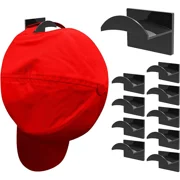 Hat Hooks for Wall,8 Pieces Adhesive Hat Hooks,No Drilling Strong Hold Hat Hangers Minimalist Hat Rack Hooks for Baseball Caps Display,Hang Household Items,Black