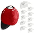 thumbnail image 1 of Hat Hooks for Wall Mount - Adhesive Hat Rack for Baseball Caps, Cap Organizer Holder | No Drilling | Stick On | 10-Pack (White) - Gifts for Man, 1 of 7
