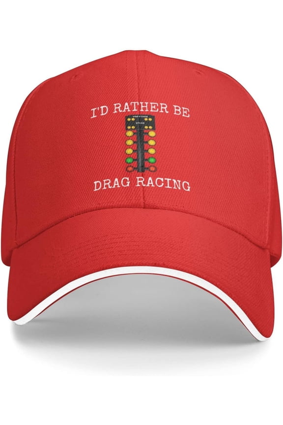 Hat I'd Rather be Drag Racing Baseball Cap Men Trucker Hat Gift Women Sun Hat Dad Cap Fishing hat Ponytail Hat Black