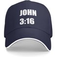thumbnail image 1 of Hat John 3:16 Believer-Christian Faith Baseball Cap Men Cowboy hat Women Trucker Hat Golf Dad Cap Fishing hat Black, 1 of 8