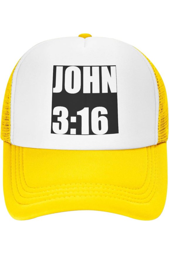 Hat John 3:16 Believer-Christian Faith Trucker Hat Mesh Baseball Cap Men Cowboy hat Women Sun Hat Dad Cap Black