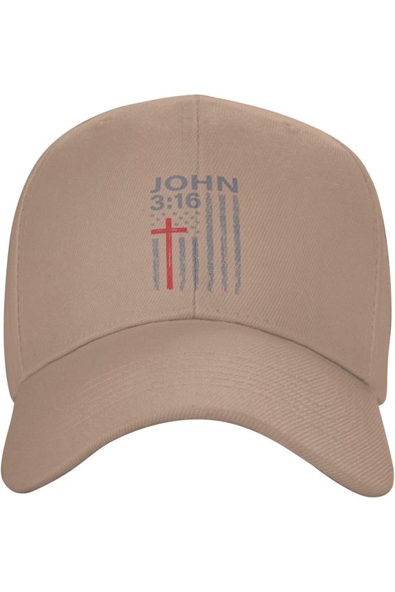 Hat John 3:16, Faith, Cross, American Flag, Patriotic Baseball Cap Men Gifts Trucker Hat Women Sun Hat Dad Cap Black