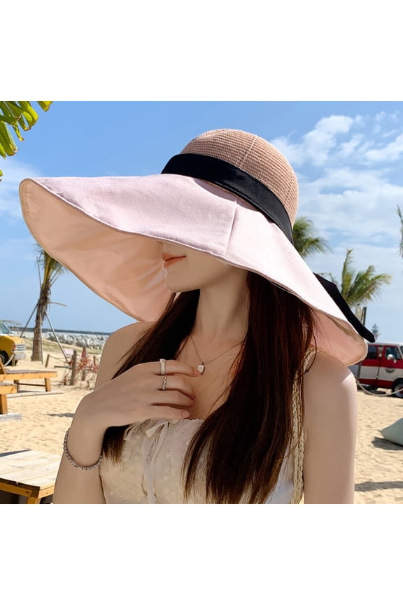 Hat Lady Sun Sun Visor Lady Wide Brim Hat Hat Spring And Summer Sun Chin Strap Bow Small Face Effect Sun Travel Outd Forestry Hat Sunset Hat Bride Racing Hat Top Gear Hat Jasmine Fedora Hats for Men
