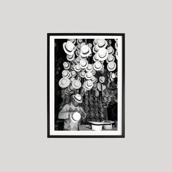 Hat Maker Black and White Photography Artisan Workshop Fine Art Vintage Craftsmanship Decor Home Studio, Unframed Poster