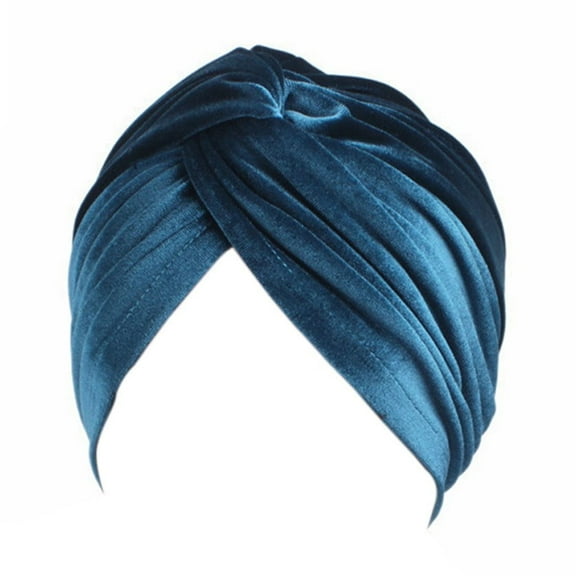 Hat Muslim Cancer Hat Pearl Scarf Turban Head Wrap Cap, Blue A, Size A