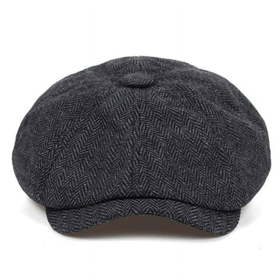 Hat Newsboy Flat Cap Herringbone Tweed Wool Baker Boy