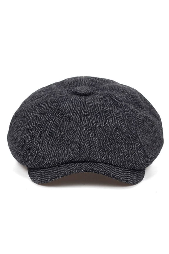 Hat Newsboy Flat Cap Herringbone Tweed Wool Baker Boy