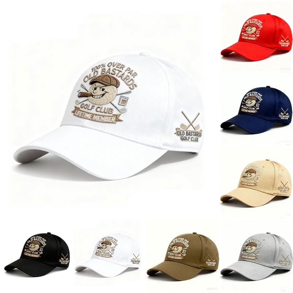 Hat Old Bastards Golf Club Baseball Hat Adjustable Classic Low Profile Unstructured Cap with Humorous Printed Style for Men and Women,White(1PCS) JASKFLY