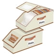 thumbnail image 1 of Aokeyee Hat Boxs for Baseball Caps - 2PCS Hat Organizer for Closet Stackable Storage with Clear Window Lid, Breathable Fabric (Beige&Brown), 1 of 6